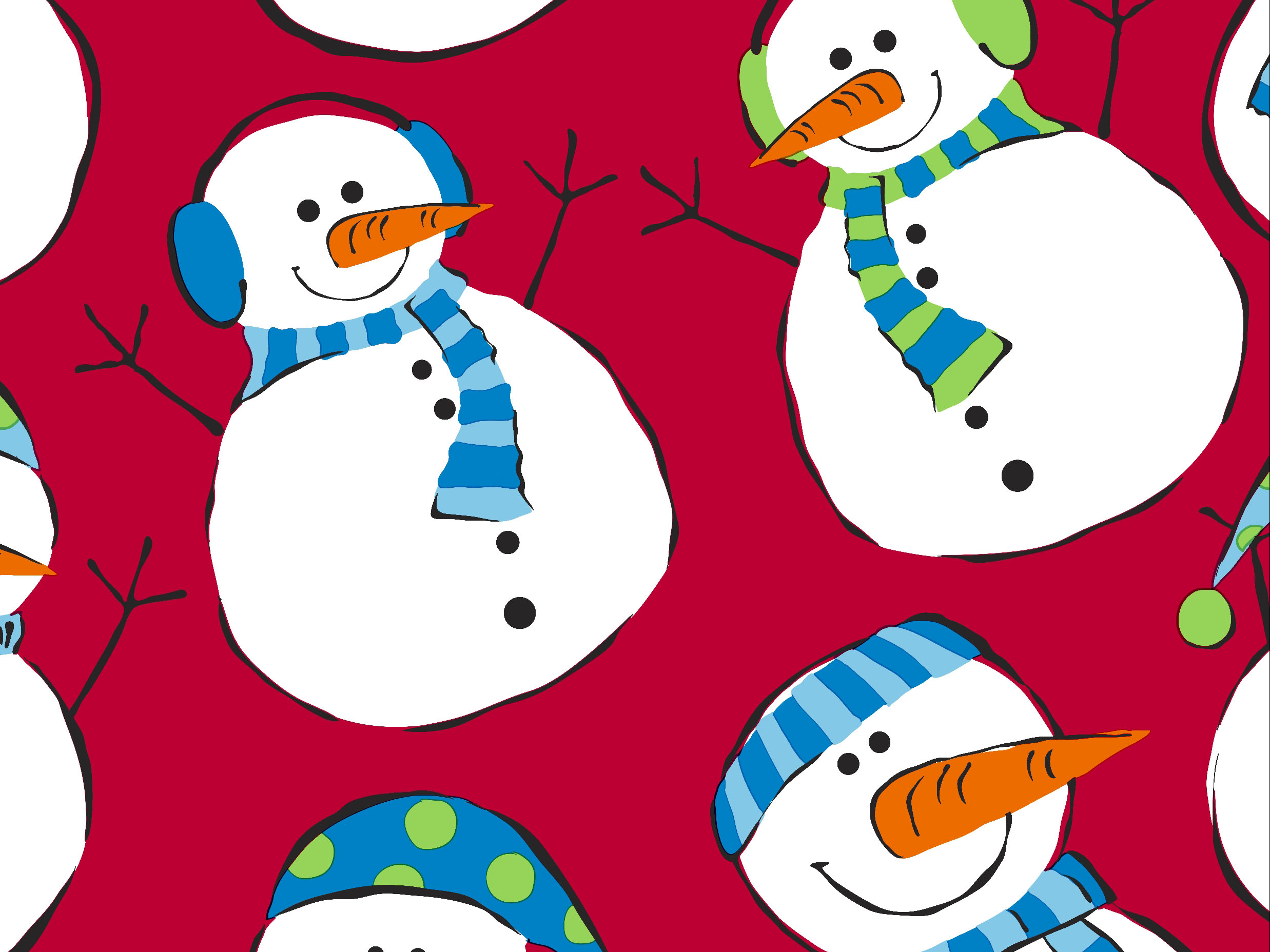 Red Tossed Snowman Gift Wrap 24" x 833', Full Ream Roll