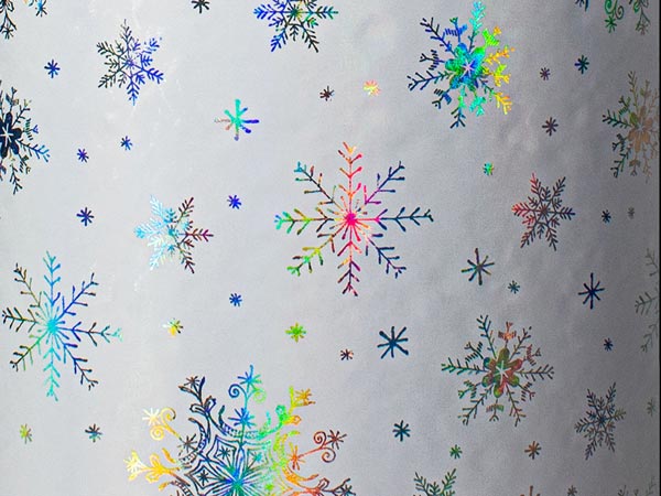 Iridescent Snowflake Metallized Gif Wrap, 26" x 833', Full Ream Roll
