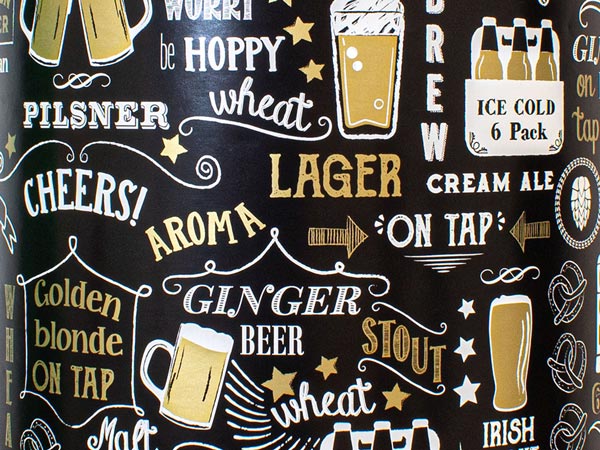 Cheers and Beers Gift Wrap 24" x 833', Full Ream Roll