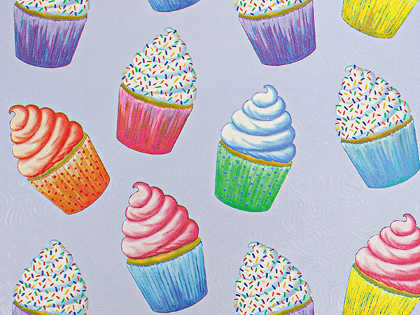 Sketchy Cupcakes Gift Wrap 30" x 417', Half Ream Roll
