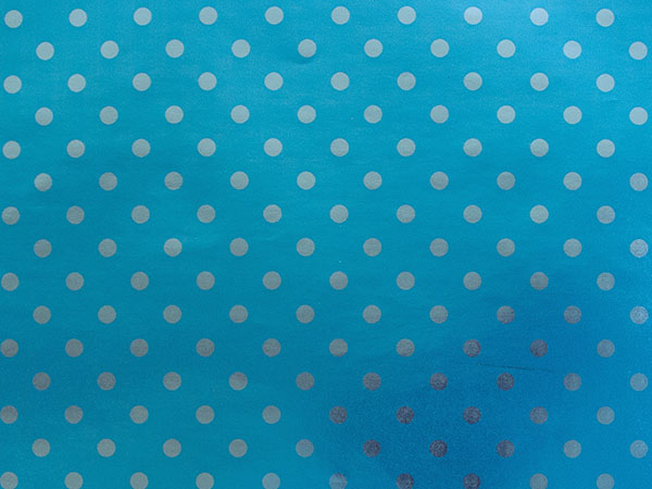 Blue Dots on Metallized Gift Wrap, 24" x 833', Full Ream Roll