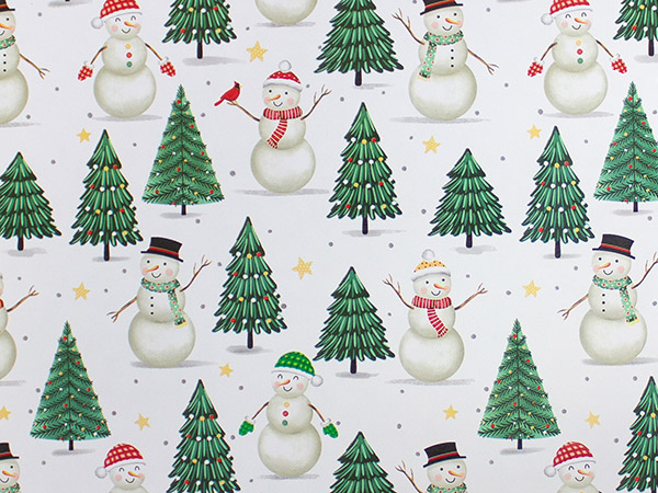 Snowmen & Trees Gift Wrap 26" x 833', Full Ream Roll
