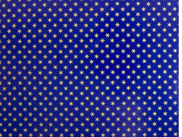 Gold & Navy Stars Gift Wrap 26" x 417', Half Ream Roll
