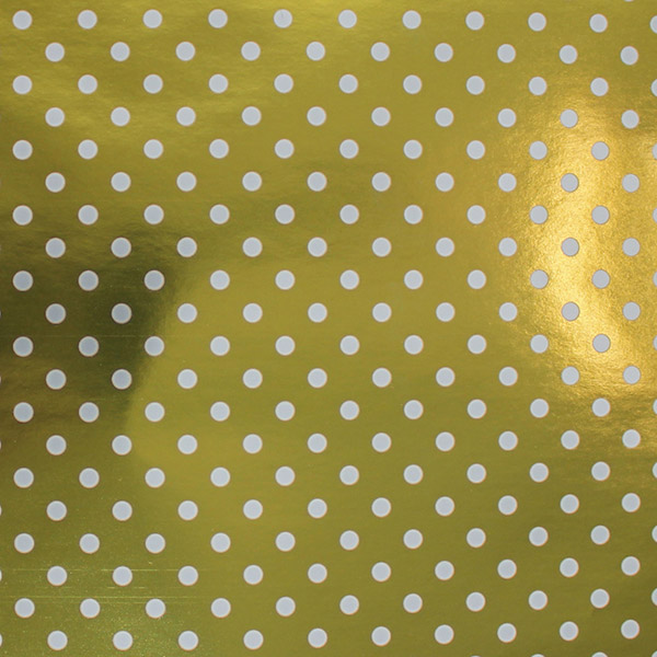 Gold and White Dots Gift Wrap Wrap, 30" x 833', Full Ream Roll