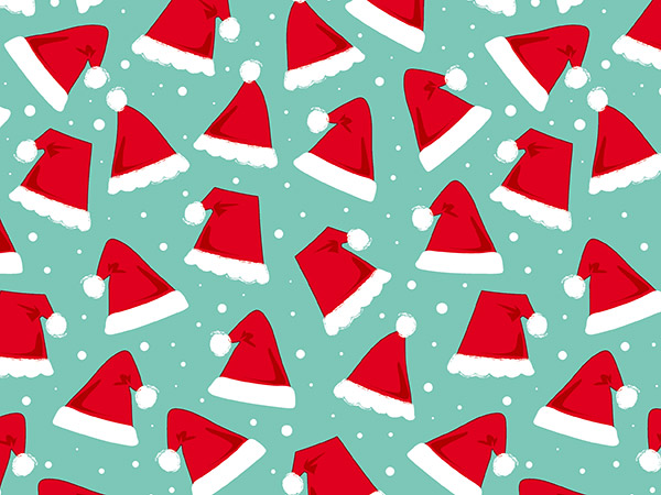Christmas Caps Wrapping Paper 30" x 417', Half Ream Roll