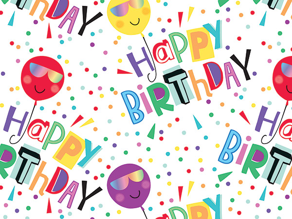 Shady Birthday Wrapping Paper 24" x 833', Full Ream Roll