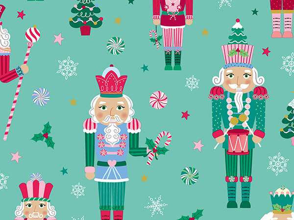 Peppermint Nutcracker Gift Wrap 30" x 833', Full Ream Roll