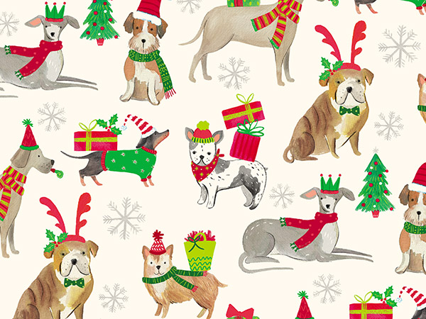 Holiday Dogs Wrapping Paper 24" x 833', Full Ream Roll