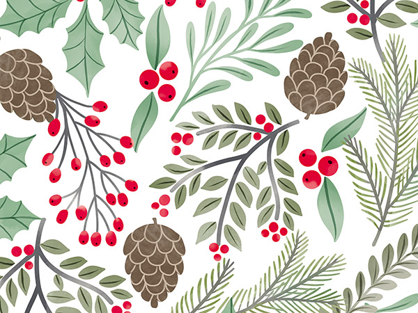Happy Holly Days Wrapping Paper 26" x 417', Half Ream Roll
