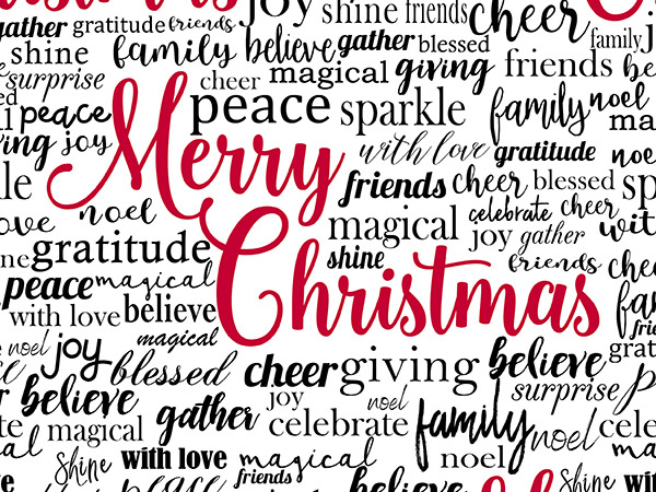 Christmas Sayings Wrapping Paper 24" x 833', Full Ream Roll