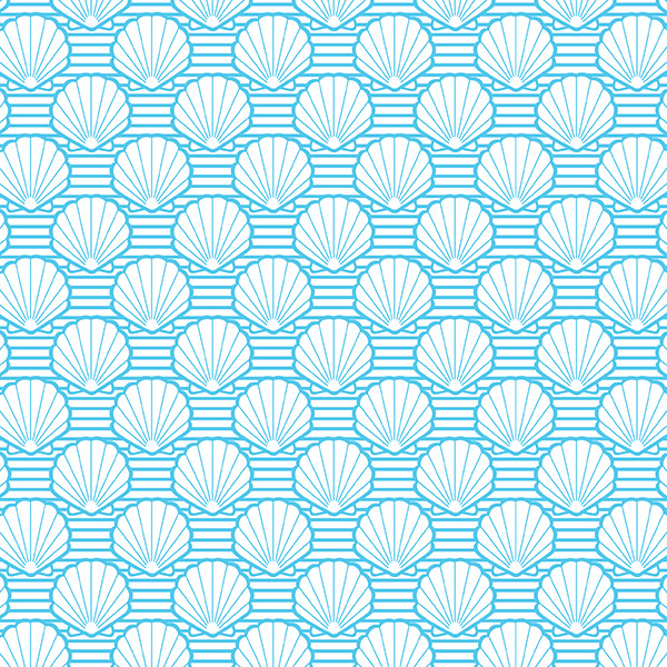 Blue Seashells Wrapping Paper 24" x 833', Full Ream Roll