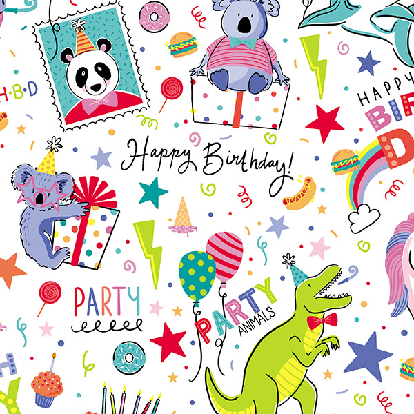 Iconic Birthday Gift Wrap 24" x 833', Full Ream Roll
