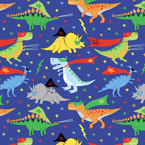 Super Hero Dinos Gift Wrap 30" x 833', Full Ream Roll