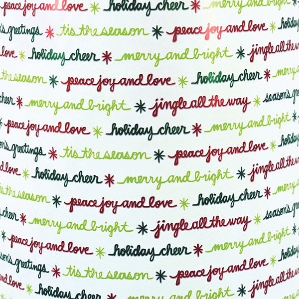 Merry & Bright Script Gift Wrap 30" x 417', Half Ream Roll