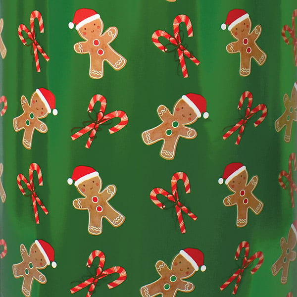 Gingerbread Candyman Gift Wrap 30" x 417', Half Ream Roll