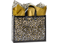 100 Zebra and Leopard Plastic T-Shirt Bags 8x5x16 Wholesale Animal W\Handle Bags 