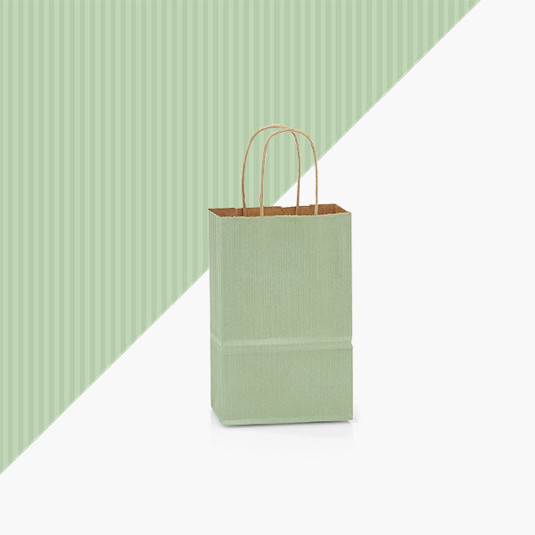 Sage Green Shadow Stripe Kraft Bag, Rose 5.5x3.25x8.375", 100 Pack