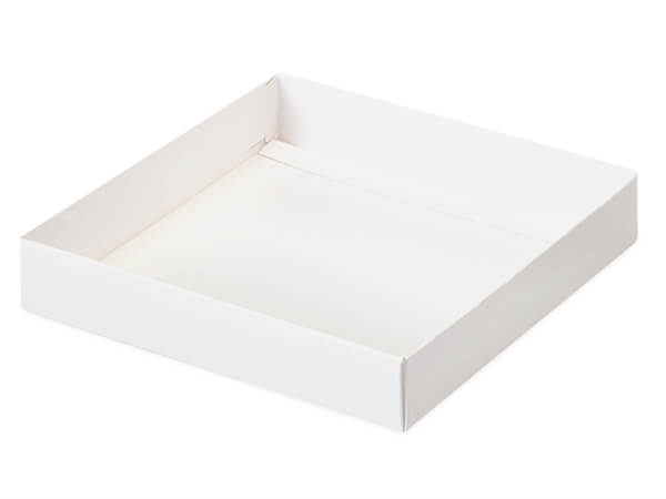White Slide Open Candy Box Base, 5.5x5.5x1", 100 Pack