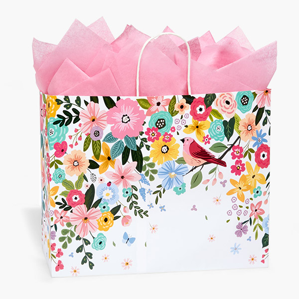Songbird Blooms Paper Gift Bag, Vogue 16x6x12", 200 Pack