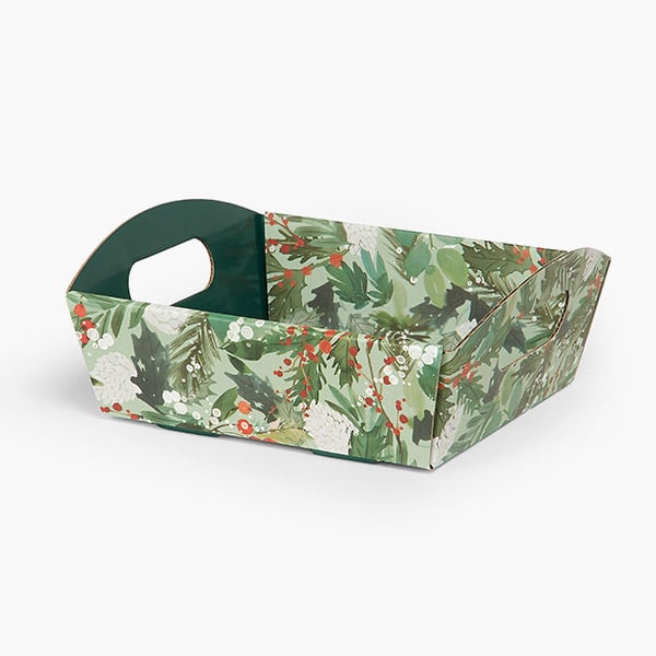 Christmas Greenery Shallow Folding Market Tray, Small, 6 Pack