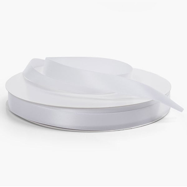 White Single Faced Satin Ribbon 5/8"x100 yards