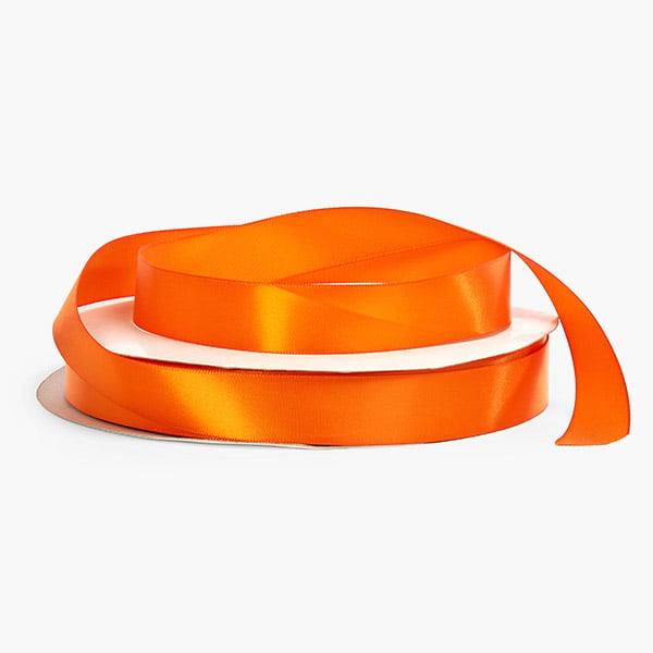 Orange Pumpkin Single Faced Satin Ribbon 7/8"x100 yards