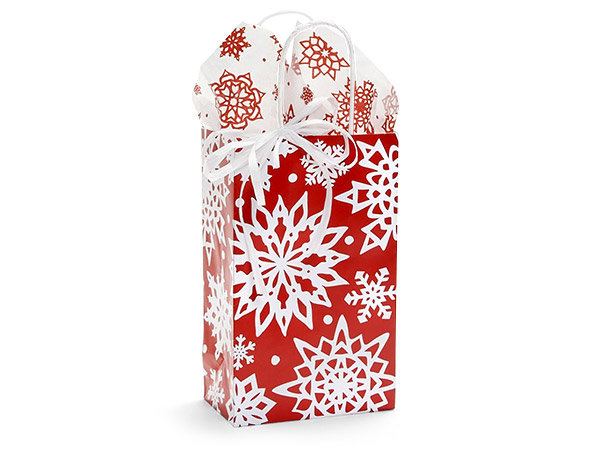 Snowflake Silhouette Paper Gift Bag Rose, 5.25x3.25x8.5", 250 Pack