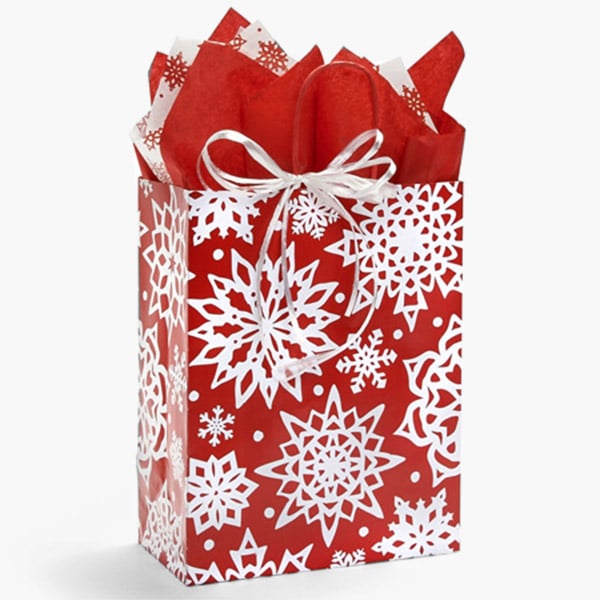 Snowflake Silhouette Paper Gift Bag Cub,8x4.75x10.5", 100 Pack