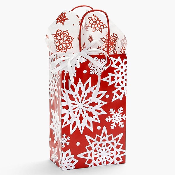 Snowflake Silhouette Paper Gift Bag Rose, 5.25x3.25x8.5", 100 Pack