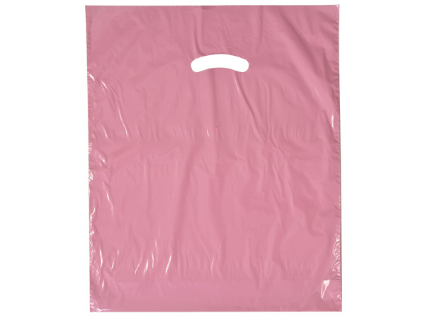 Dusty Rose Super Gloss 15x18x4" Plastic Bags, 1.25 mil