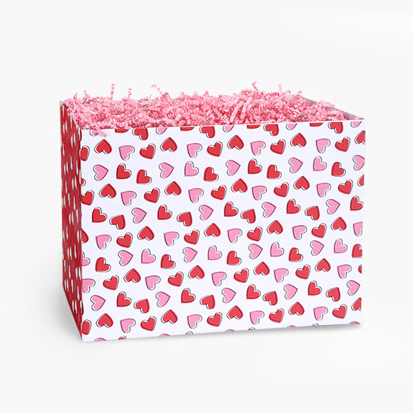Scattered Hearts Basket Box Large 10.25x6x7.5", 6 Pack