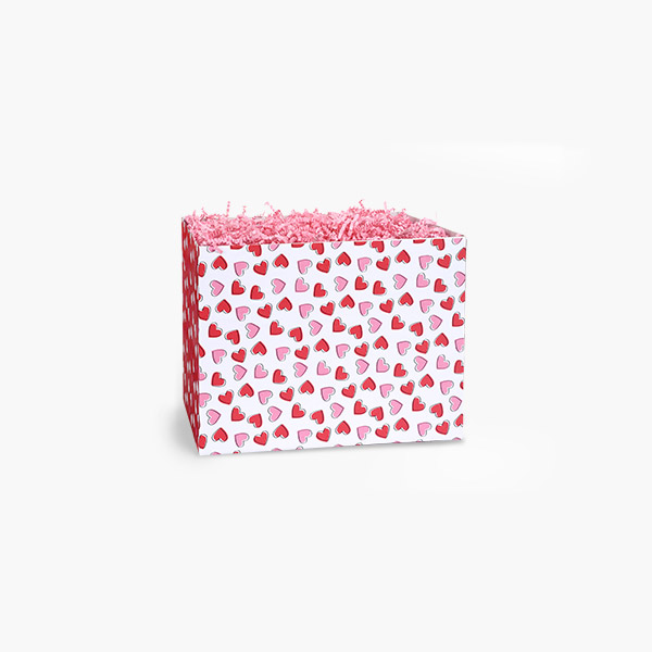 Scattered Hearts Basket Box Small 6.75x4x5", 6 Pack