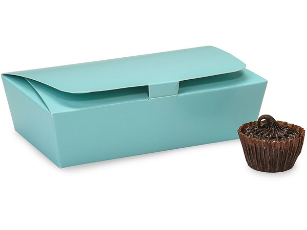 Aqua 1/4 lb. Single Layer Tapered Candy Box, 4.5x2.5x1"