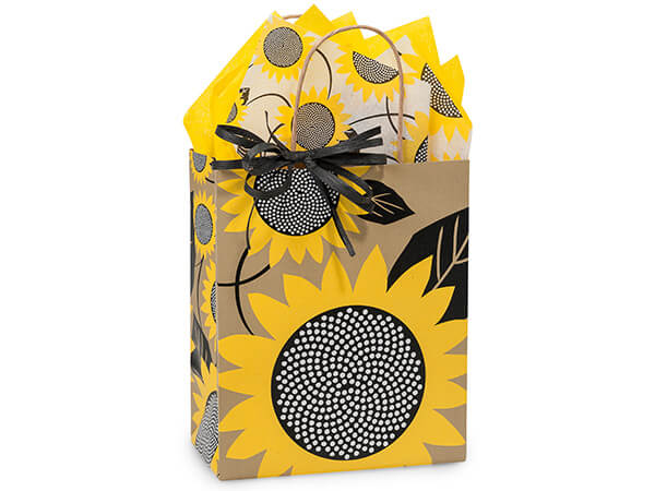 Sunflower Fields Paper Shopping Bags, Cub 8x4.75x10.25", 250 Pack
