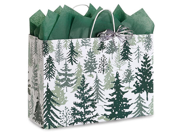 Snowy Pines Paper Gift Bag, Vogue 16x6x12", 100 Pack