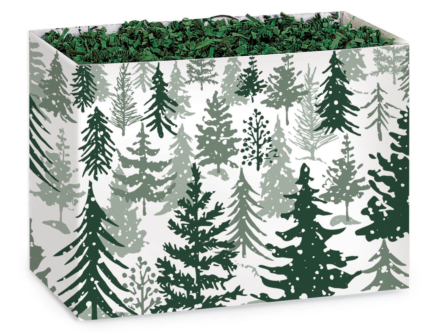 Snowy Pines Basket Box, Large 10.25x6x7.5", 6 Pack