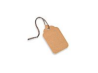 Blank Kraft Strung Merchandise Pricing Tags with String, Brown #6 Tags,  1.25 W x 1.875 H, 10 Pack