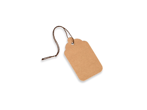 Small Kraft Resale Gift Tags Cotton Strung 1-1/4x1-7/8"
