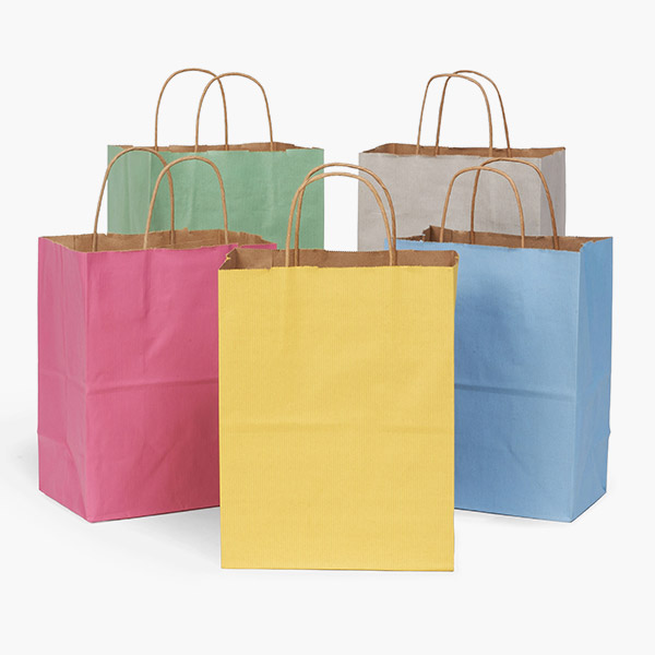 Shadow Stripe Kraft Bags, Cub Color Assortment, 25 Pack
