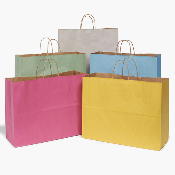 Shadow Stripe Kraft Bags, Vogue Color Assortment, 25 Pack