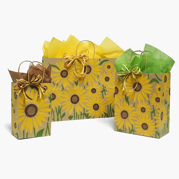 Summer Sunflower Kraft Gift Bag, Assortment, 125 Pack
