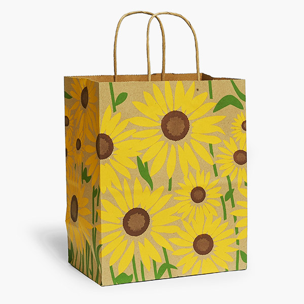 Summer Sunflower Kraft Gift Bag, Cub 8x4.75x10", 250 Pack