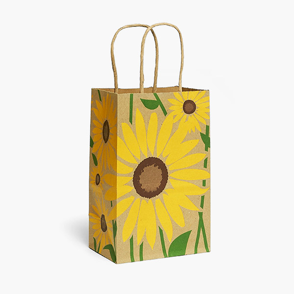 Summer Sunflower Kraft Gift Bag, Rose 5.25x3.5x8.25", 250 Pack