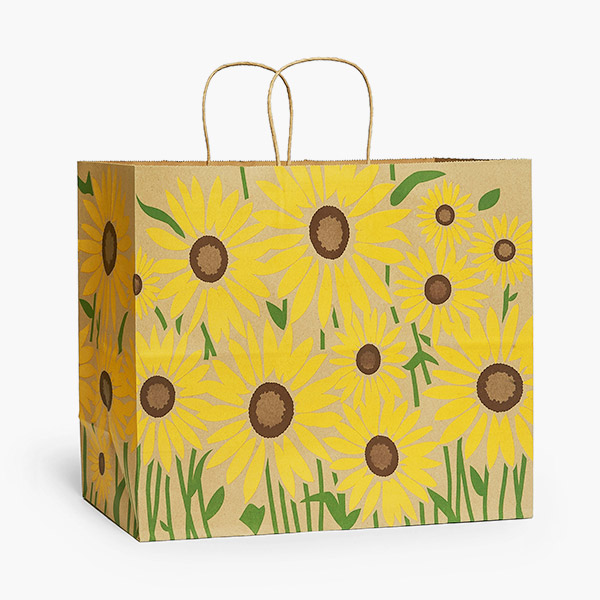 Summer Sunflower Kraft Gift Bag, Vogue 16x6x12", 200 Pack