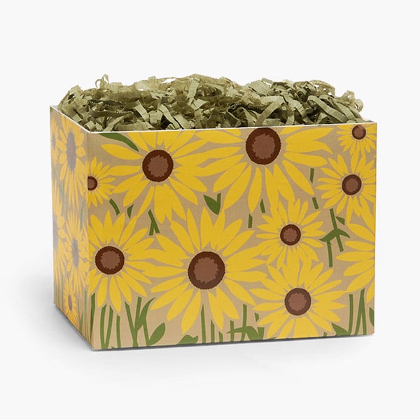 Summer Sunflower Basket Box, Large 10.25x6x7.5", 6 Pack