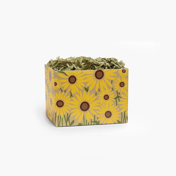Summer Sunflower Basket Box, Small 6.75x4x5", 6 Pack