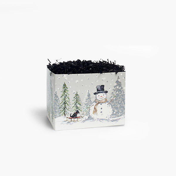 Silver Snowman Basket Box, Small 6.75 x 4 x 5", 6 Pack