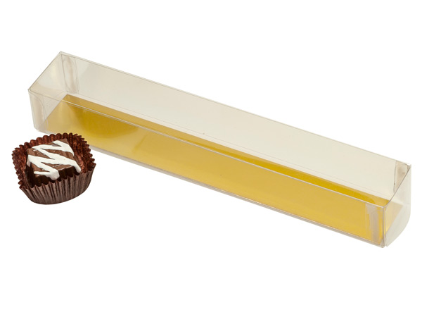 Clear with Gold Bottom Insert, 2 Piece Candy Boxes, 8.25x1.25x1.25"