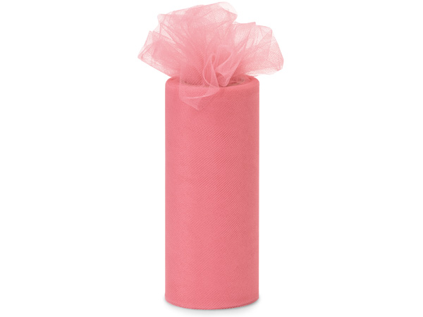 Coral Pink Premium Tulle Ribbon, 6"x25 yards