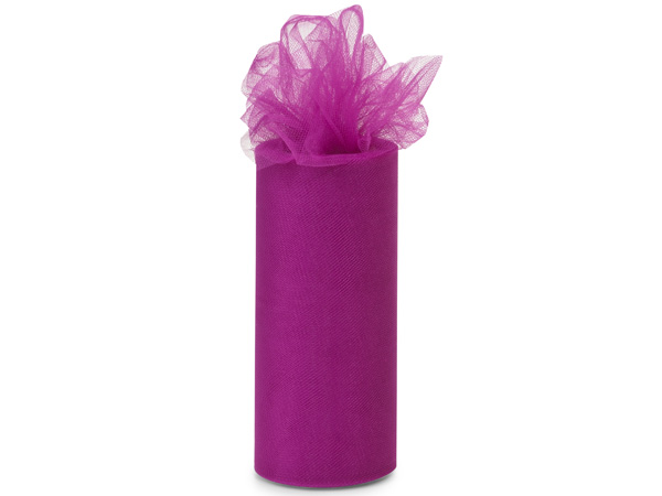 Fuchsia Pink Premium Tulle Ribbon, 6"x25 yards
